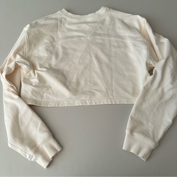 Like New Lululemon Oversized Cropped Crew French Terry Pullover In Cream - Picture 5 of 6